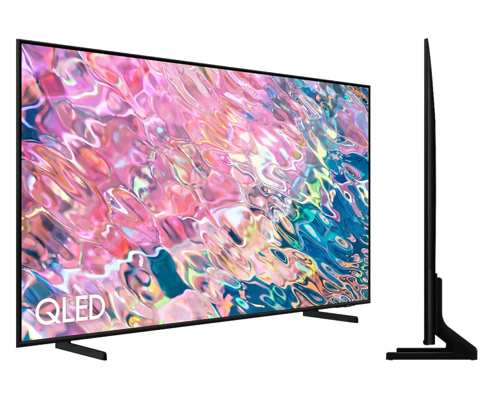 Vista frontal y lateral de la Samsung TV QLED 4K 2022 55Q64B